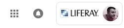 The application menu, notifications and user sticker