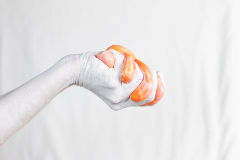 Soft mass pressed inside a hand