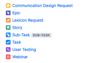 Our issue types