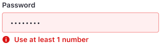 Error Input: Red background and borders signify an error state