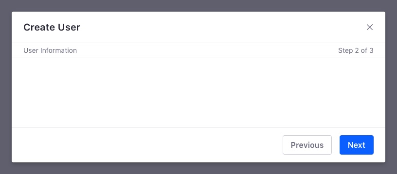 Simplified multi step form example of use inside a modal