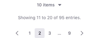 pagination bar with a dropdown for page size and the simple pagination component