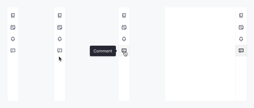 Tab selected in a vertical bar