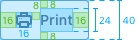 Button with icon metrics