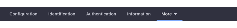 navigation bar with four entries, second one selected. The user interaction is in the last tab where the dropdown menu is open