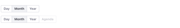 button group, two examples. First one without disabled button, second one with disabled button