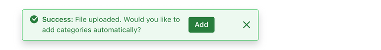 A success Alert message of two lines